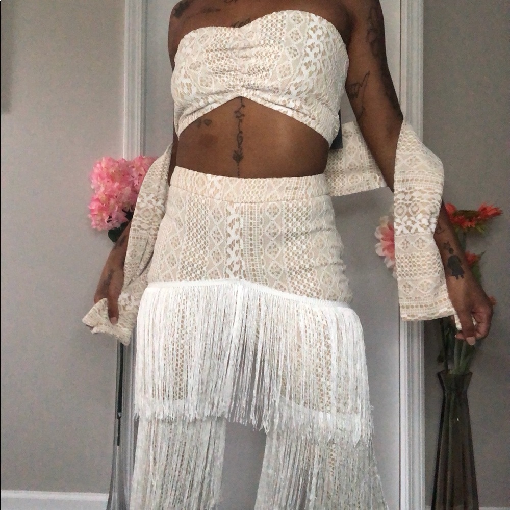 Cream 3piece fringe set ❤️‍🔥